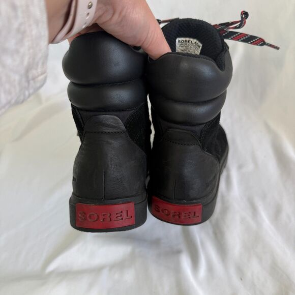 Sorel Joan of Arctic Next Lite Hiker Boots Black Red Waterproof Winter Size 6.5 - Picture 5 of 10
